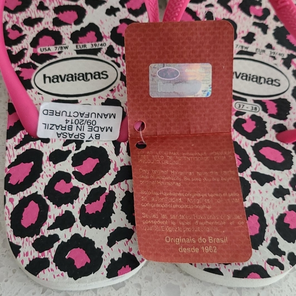New! Havaianas Pink 🐆 Print Flip Flops. US 7/8 - Picture 4 of 4
